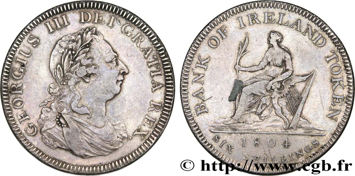 IRLANDE - GEORGES III 6 Shillings 1804 Londres TTB 