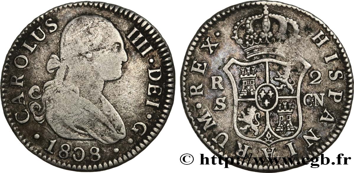 SPAIN 2 Reales Charles IV 1808 Séville VF