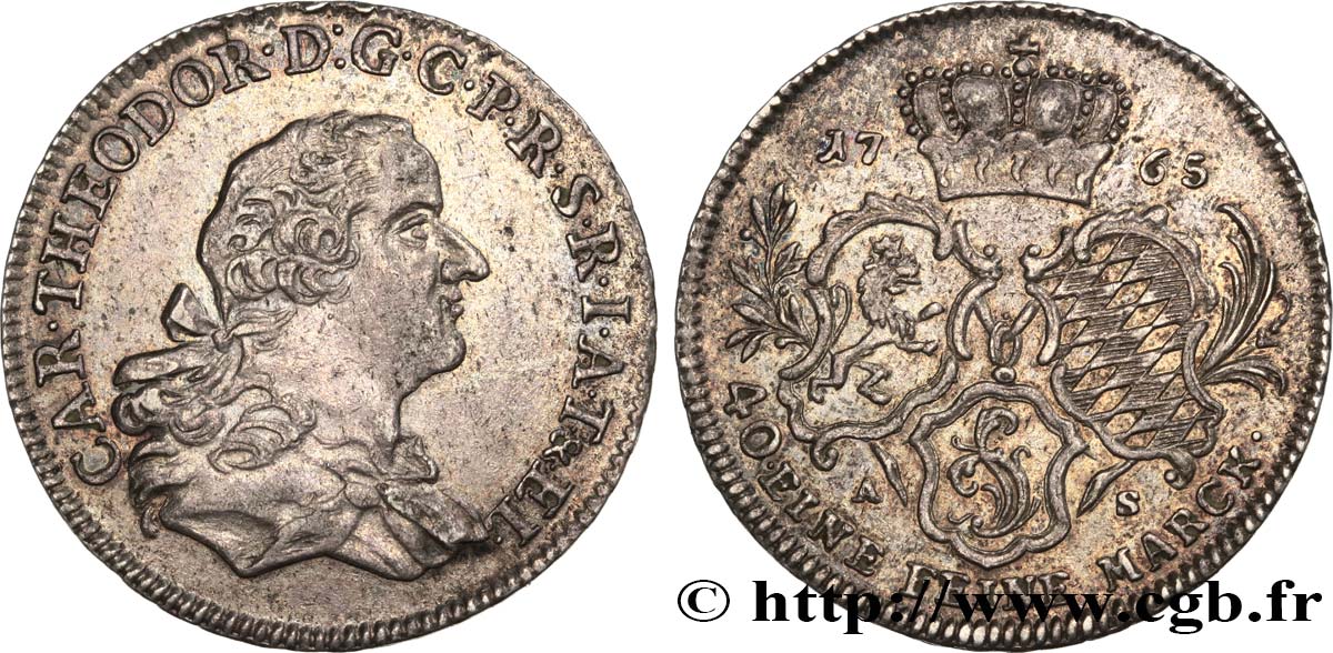 GERMANIA - PALATINATO 1/4 Thaler Charles Théodore IV 1765  q.SPL 