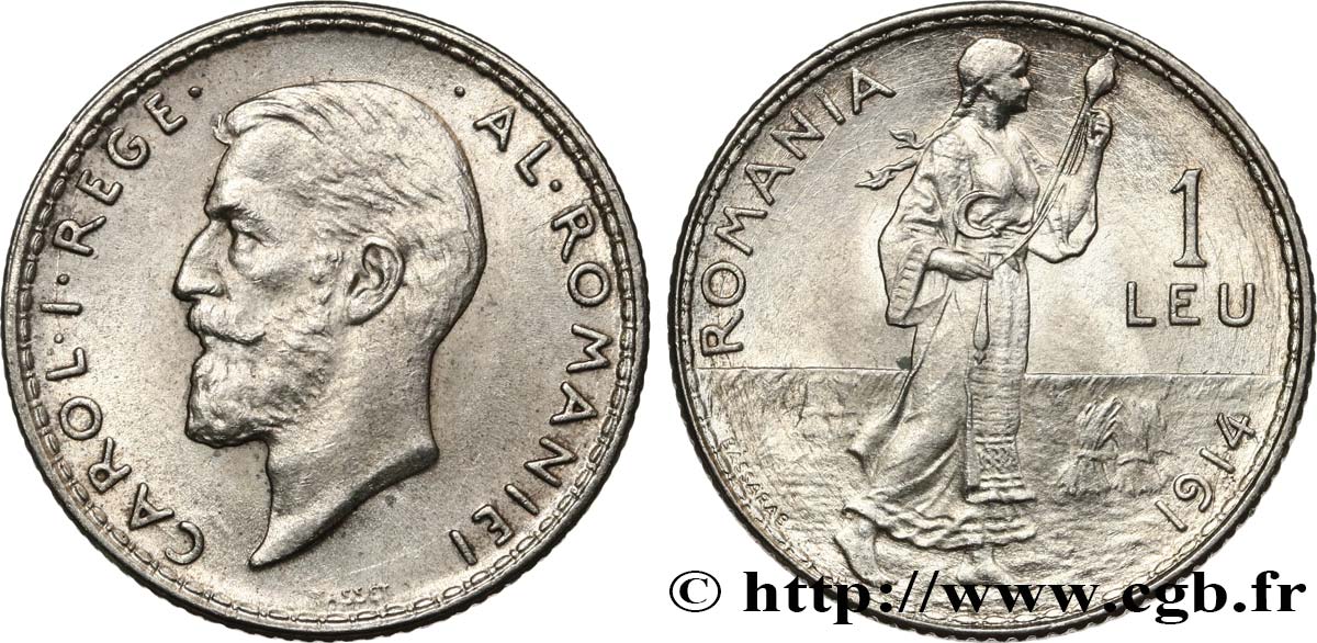 ROMANIA 1 Leu Charles Ier 1914 MS