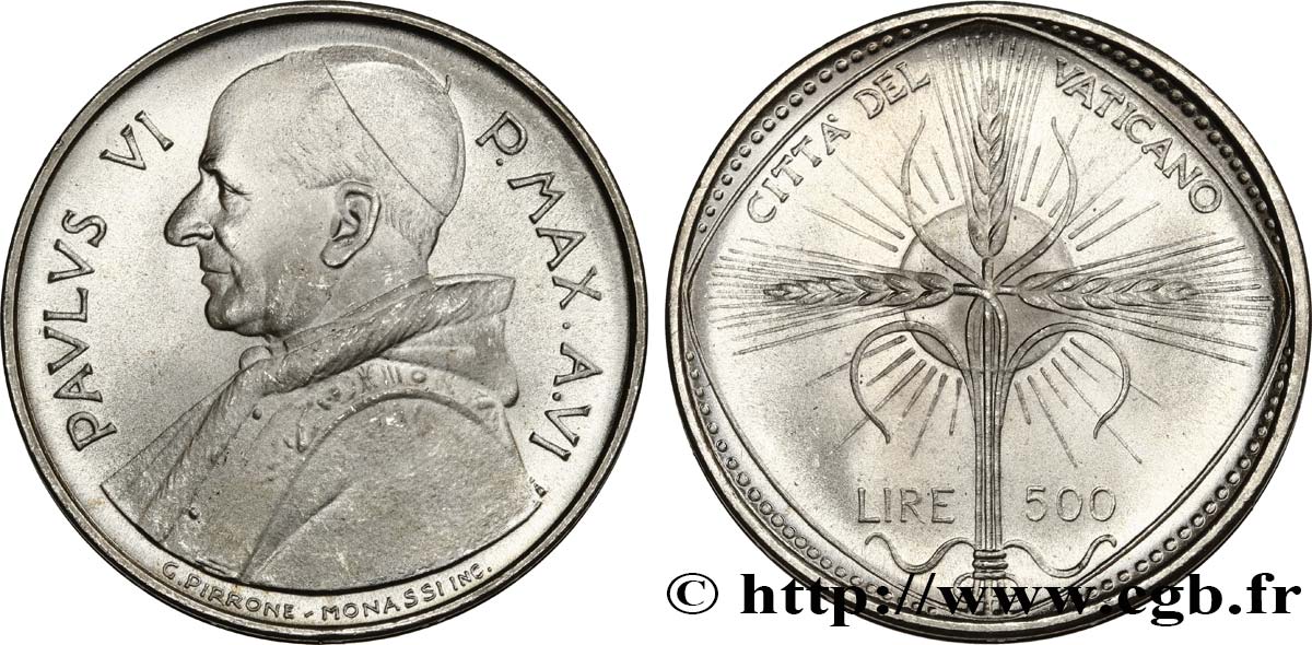 VATICAN AND PAPAL STATES 500 Lire Paul VI an VI 1968 Rome MS