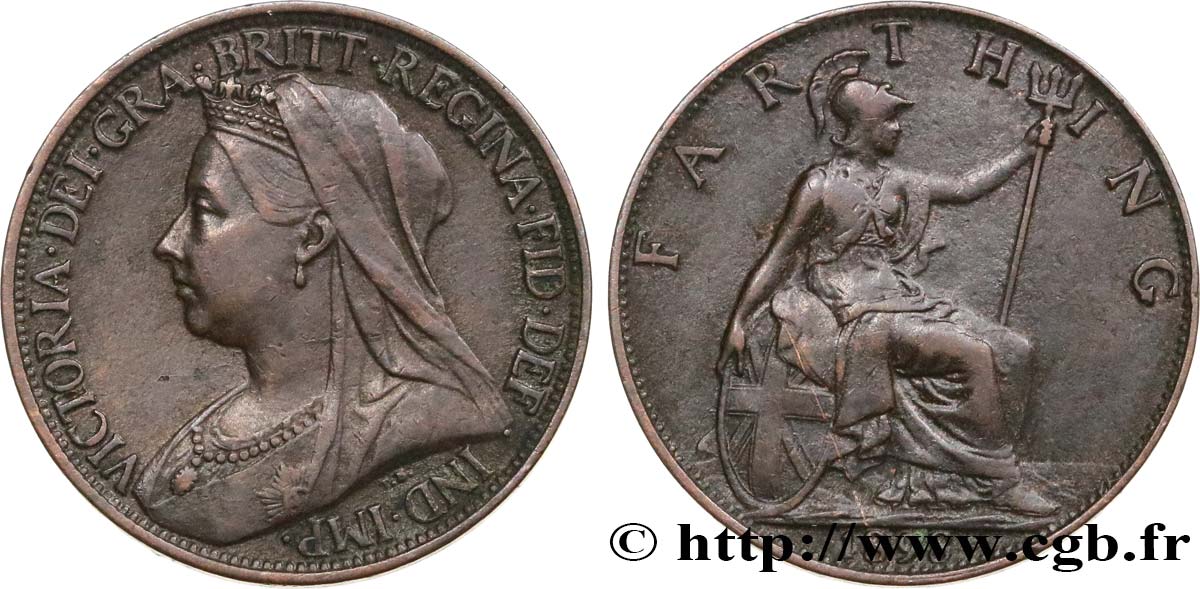 UNITED KINGDOM 1 Farthing Victoria “Old Head” 1898 XF