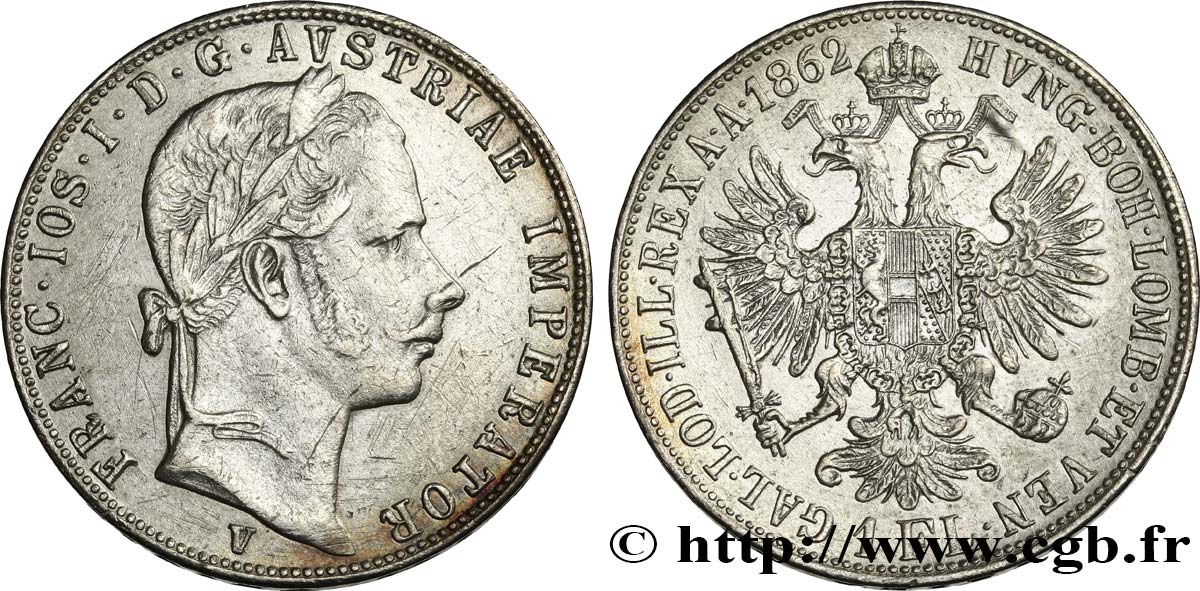 ITALY - LOMBARDY - VENETIA 1 Fiorino (Florin) François-Joseph Ier 1862 Venise XF