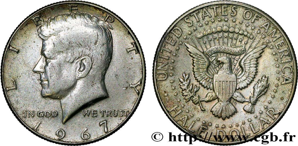 VEREINIGTE STAATEN VON AMERIKA 1/2 Dollar Kennedy 1967 Philadelphie SS 