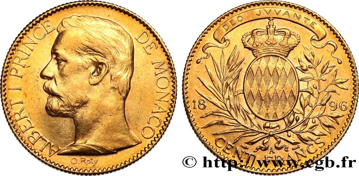 MONACO - PRINCIPAUTÉ DE MONACO - ALBERT Ier 100 Francs or 1896 Paris TTB+ 