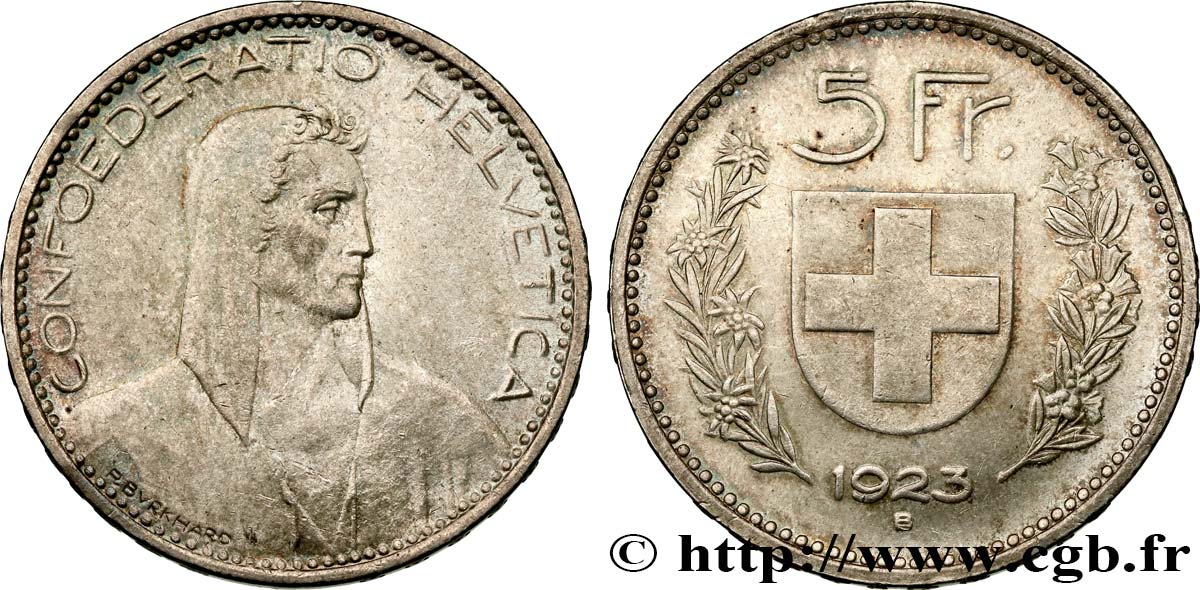 SVIZZERA  5 Francs berger 1923 Berne MS 