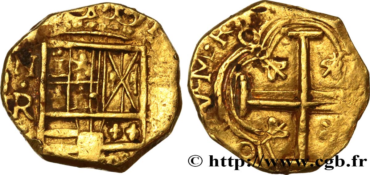 COLOMBIE – KINGDOM OF SPAIN – PHILIP IV 2 Escudos N.D. Nuevo Reino XF 