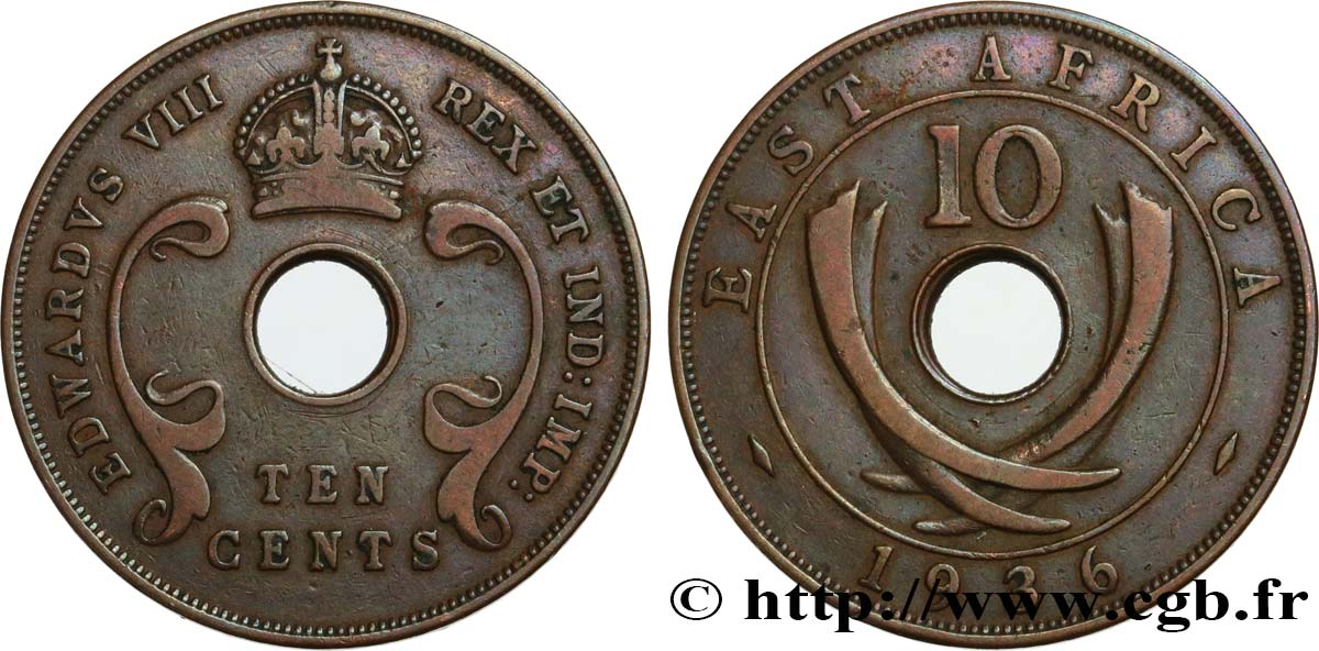 BRITISCH-OSTAFRIKA 10 Cents frappe au nom d’Edouard VIII 1936 SS