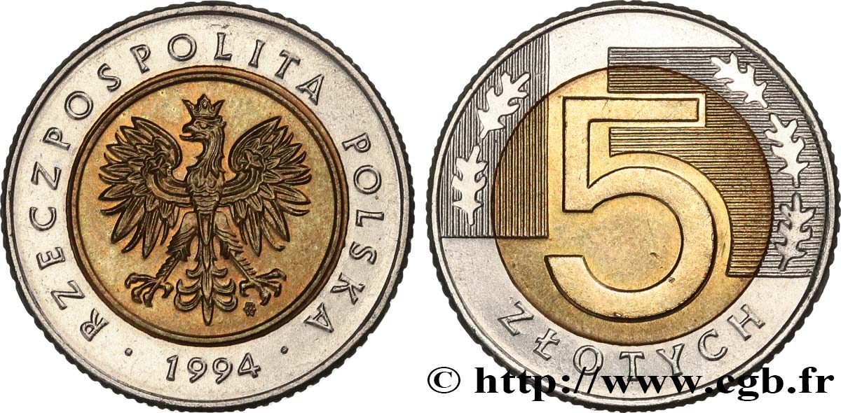 POLEN 5 Zlote aigle 1994 VZ