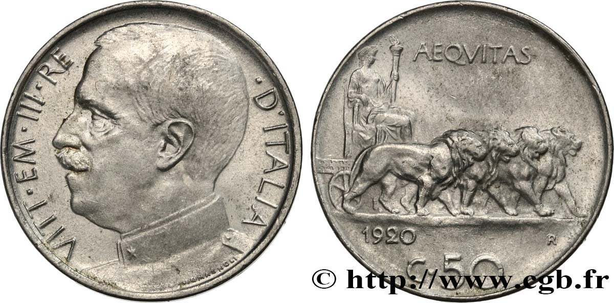 ITALIEN 50 Centesimi Victor Emmanuel III 1920 Rome fVZ