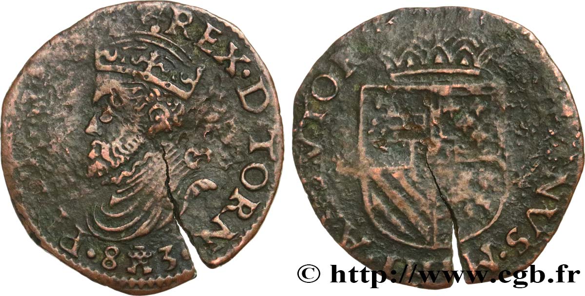 SPANISH NETHERLANDS - DUCHY OF BRABANT - PHILIP II Liard  1583 Tournai VF 
