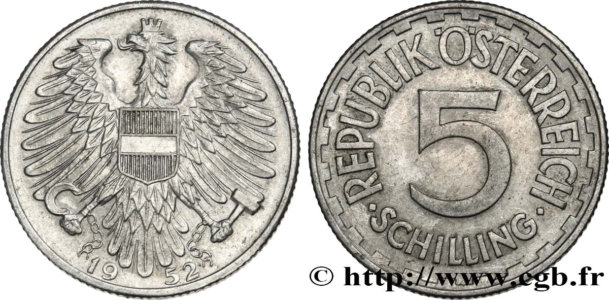 AUTRICHE 5 Schilling aigle 1952 TTB+