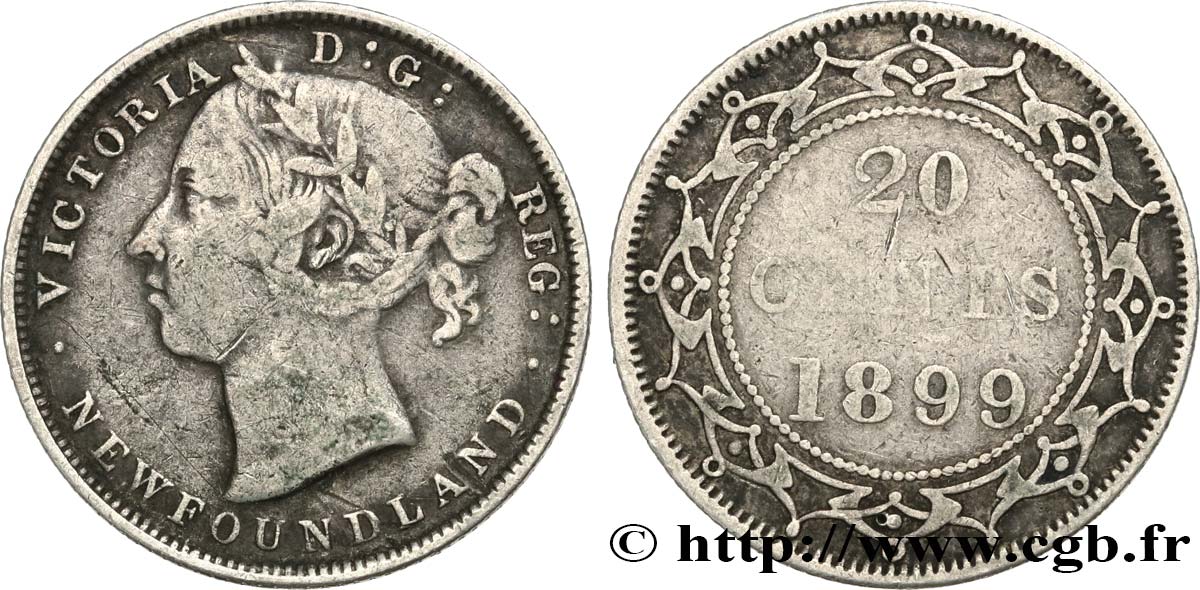 TERRE-NEUVE 20 Cents Victoria 1899  TB+ 