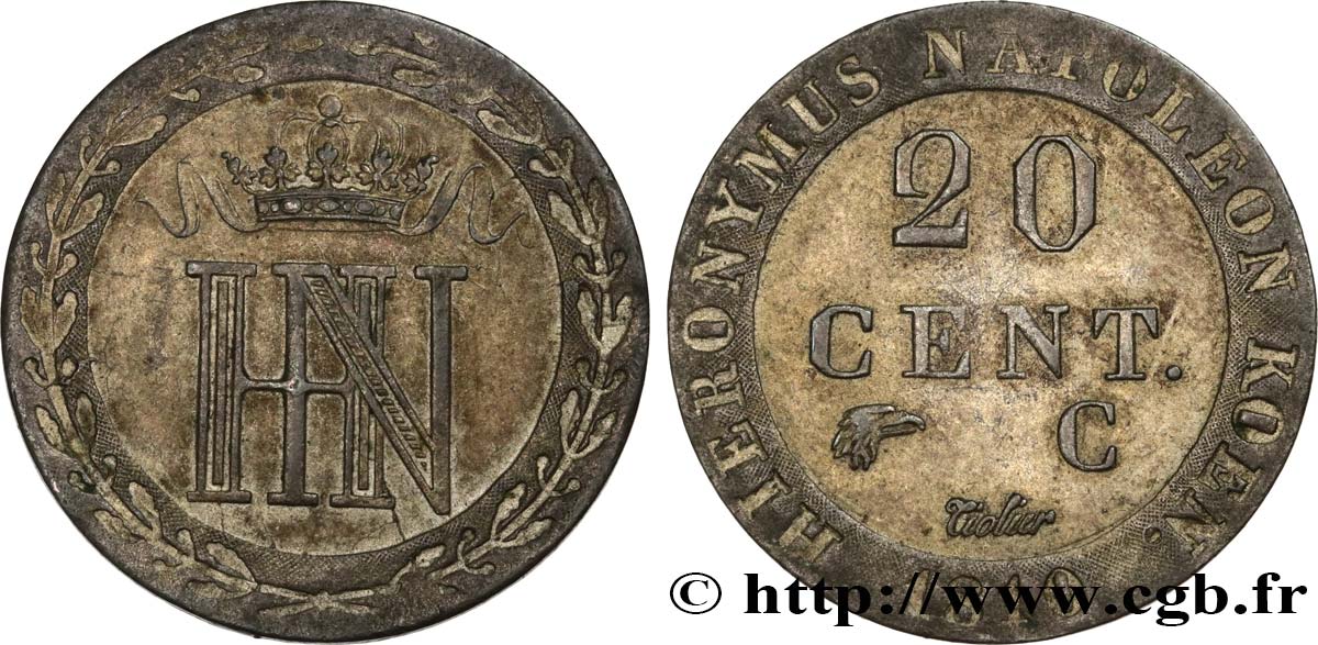 GERMANY - KINGDOM OF WESTPHALIA 20 Cent 1810 Cassel XF 