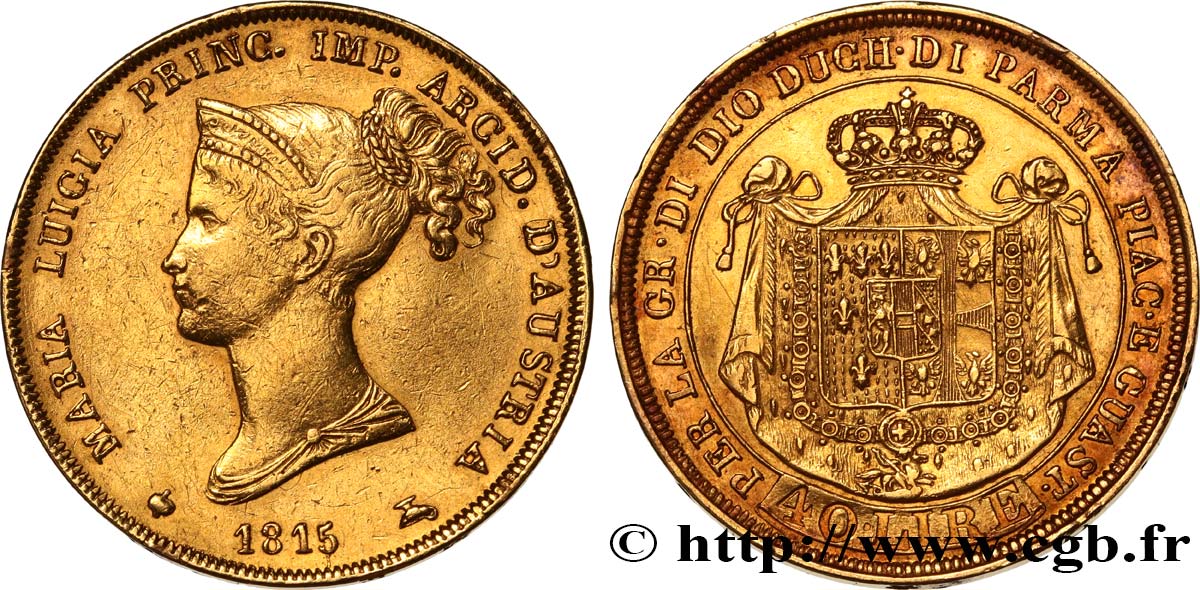 ITALY - PARMA AND PIACENZA 40 Lire Marie-Louise 1815 Milan VF/XF 