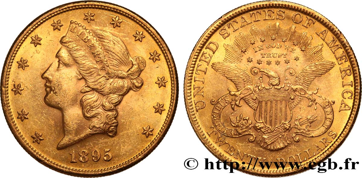 UNITED STATES OF AMERICA 20 Dollars  Liberty  1895 Philadelphie AU 