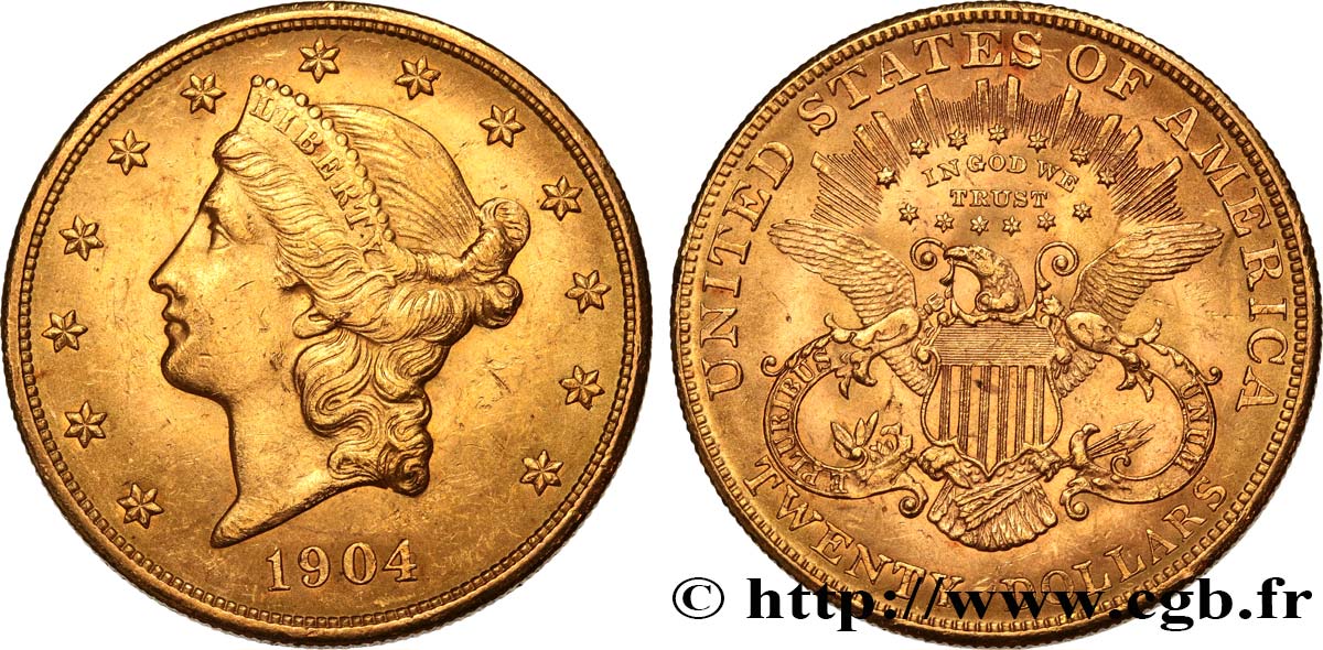ÉTATS-UNIS D AMÉRIQUE 20 Dollars  Liberty  1904 Philadelphie SUP/SPL 