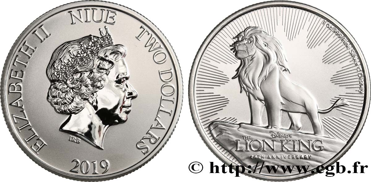 NIUE 2 Dollars Proof Le Roi Lion 2019  MS 