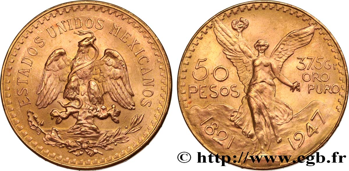 MEXIQUE 50 Pesos or 1947 Mexico SPL 