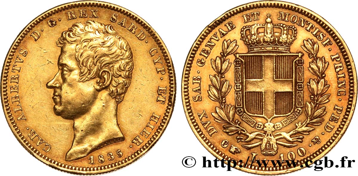 ITALY - KINGDOM OF SARDINIA - CHARLES-ALBERT 100 Lire 1835 Gênes AU 