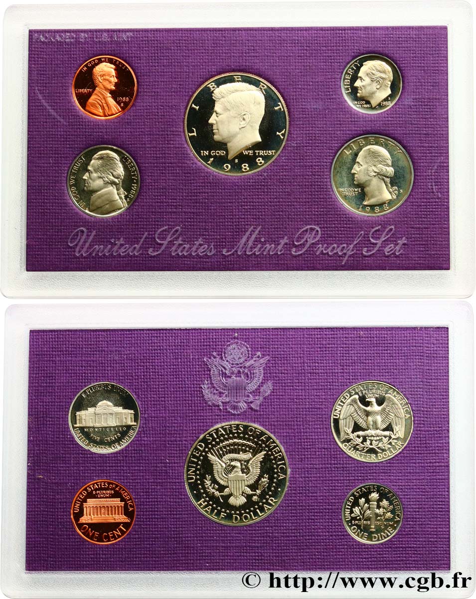 ESTADOS UNIDOS DE AMÉRICA Série Proof 5 monnaies 1988 San Francisco - S FDC 