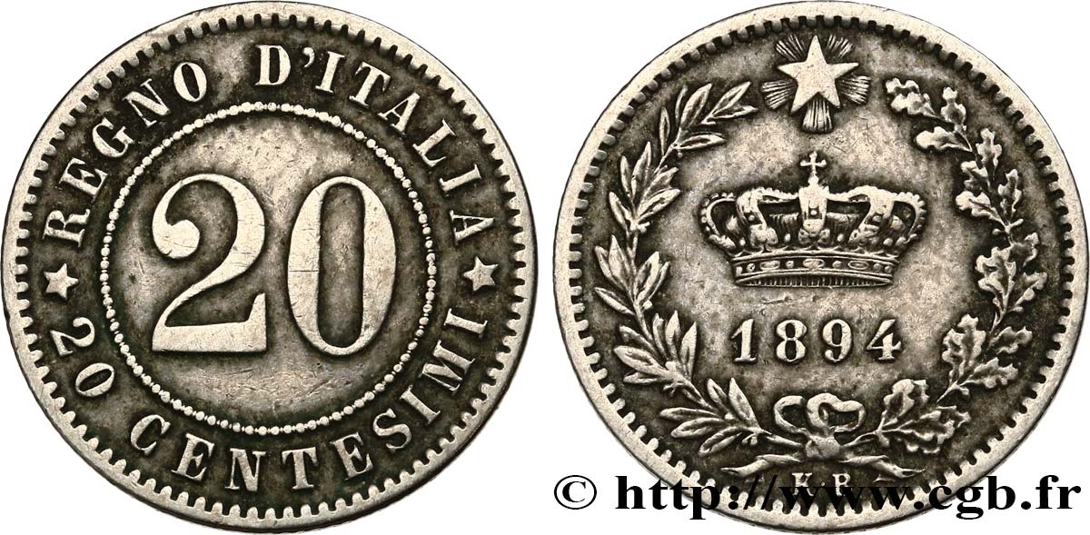 ITALIE 20 Centesimi 1894 Berlin TTB