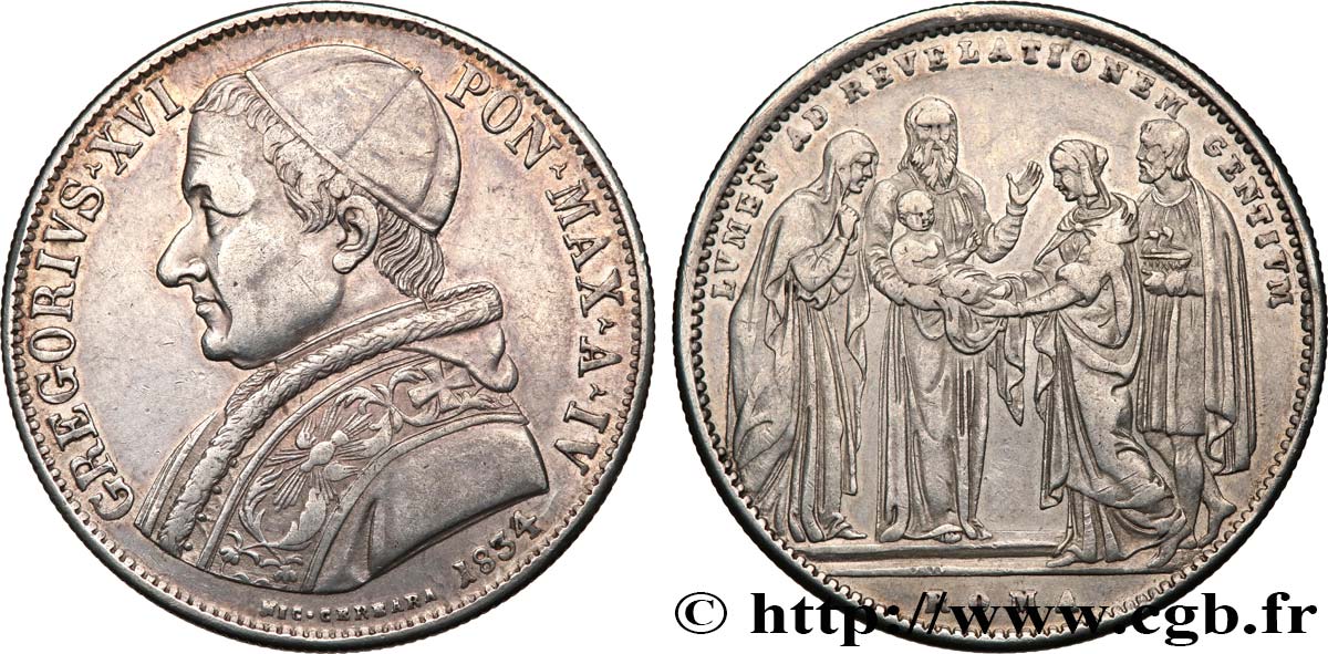 VATICAN AND PAPAL STATES Scudo Grégoire XVI 1834 Rome XF 