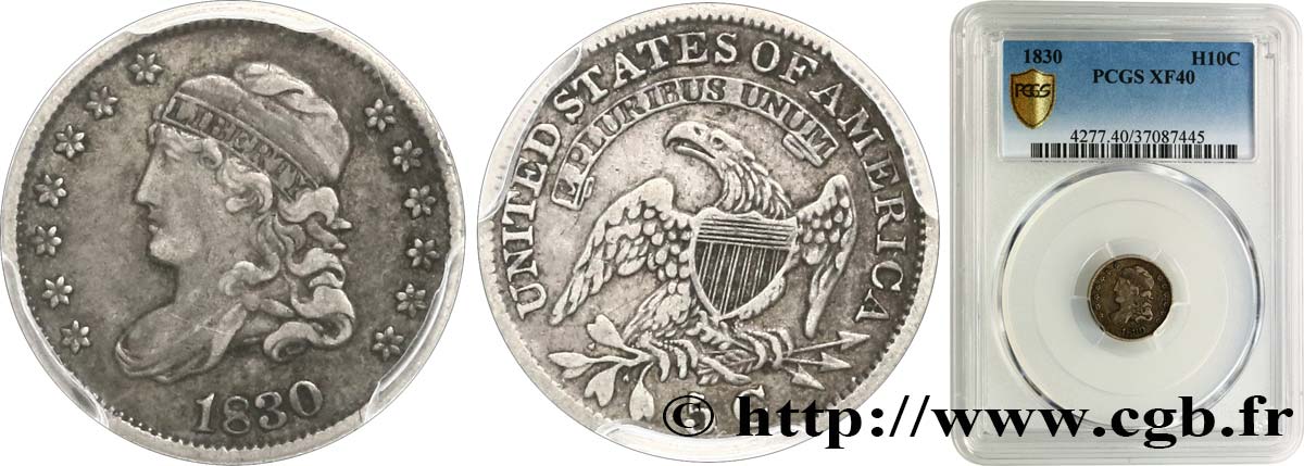 ÉTATS-UNIS D AMÉRIQUE 5 Cents “capped bust” 1830 Philadelphie SS40 PCGS