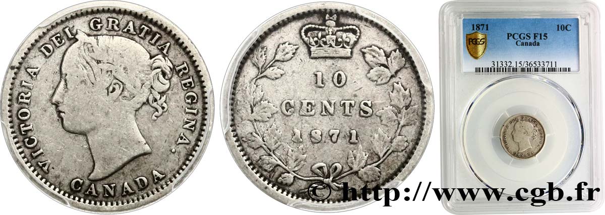 CANADA 10 Cents Victoria 1871  MB15 