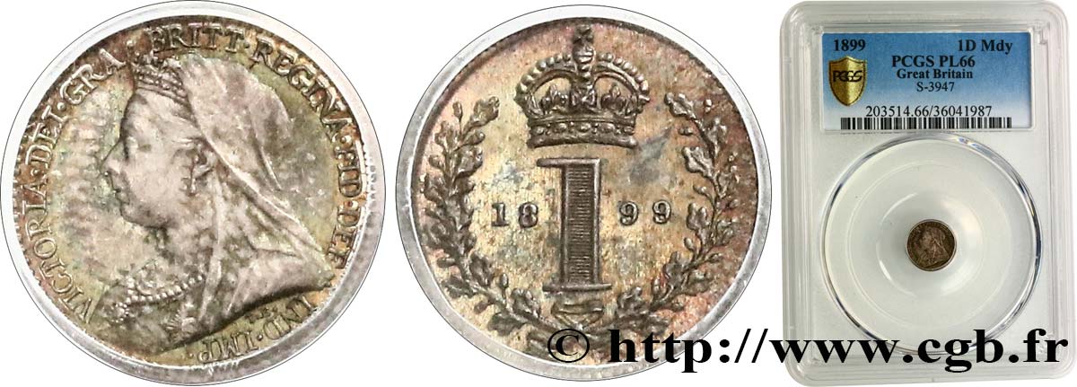 GREAT BRITAIN - VICTORIA 1 Penny “Old head” 1899  MS66 PCGS
