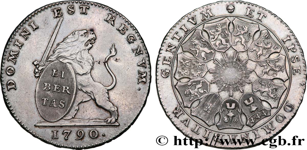 BELGIQUE - ÉTATS UNIS DE BELGIQUE Lion d’argent ou pièce de 3 florins 1790 Bruxelles TTB+/SUP 