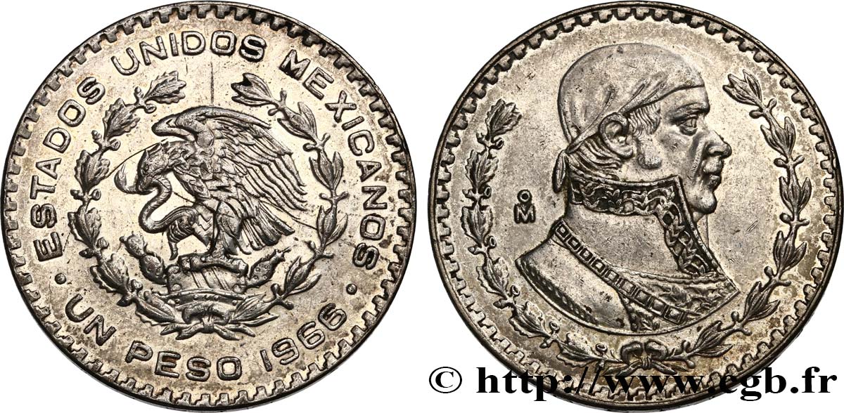 MEXICO 1 Peso Jose Morelos y Pavon 1966 Mexico AU