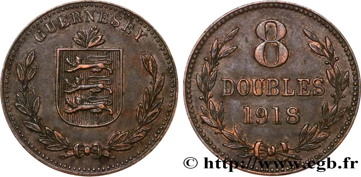 GUERNSEY 8 Doubles 1918 Heaton AU