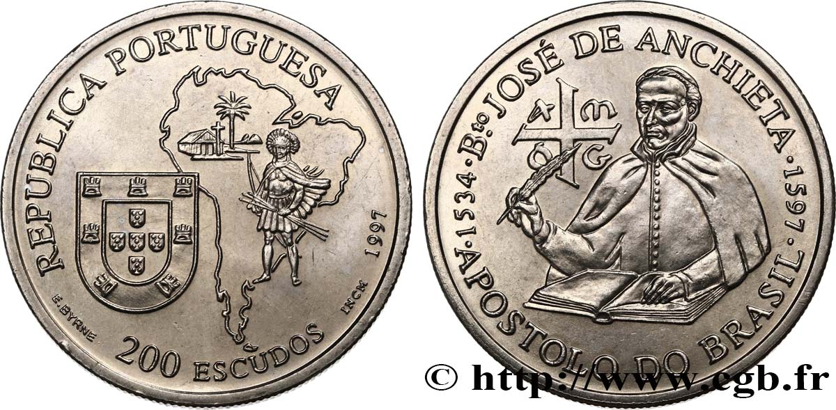 PORTUGAL 200 Escudos Jésuite José de Anchieta 1997 Lisbonne MS