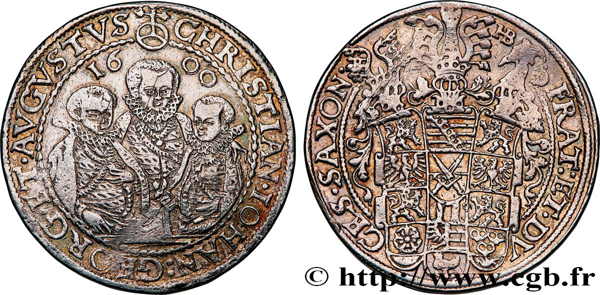 GERMANY - SAXONY Thaler Christian II, Jean-George et Auguste 1600 Leipzig XF 