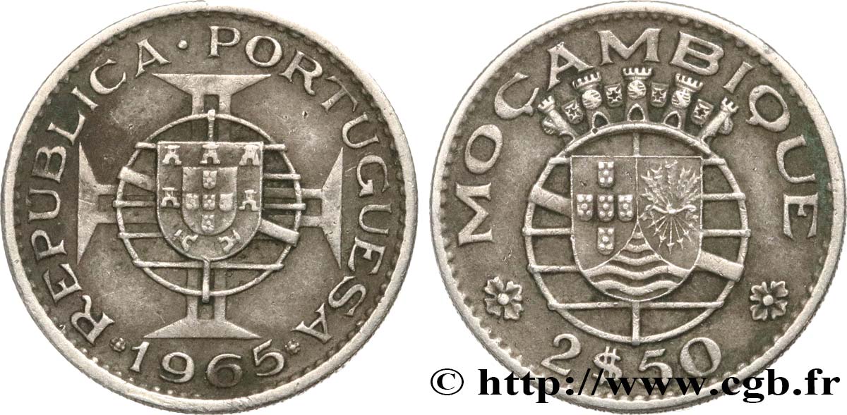 MOZAMBIQUE 2 1/2 Escudos colonie portugaise du Mozambique 1965 MBC