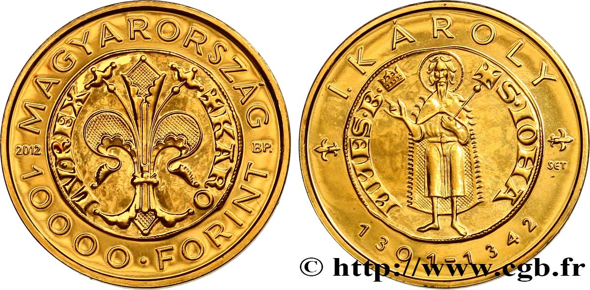 HUNGARY 10000 Forint Proof Florin d’or 2012 Budapest MS 