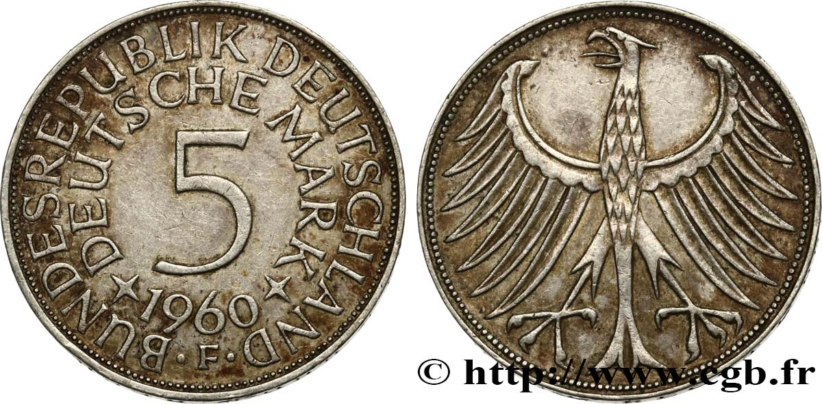 GERMANIA 5 Mark aigle 1960 Stuttgart BB