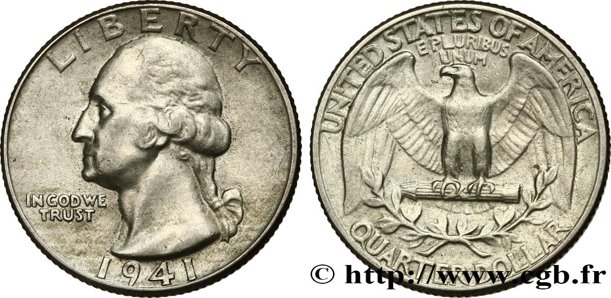 STATI UNITI D AMERICA 1/4 Dollar Georges Washington 1941 Philadelphie BB