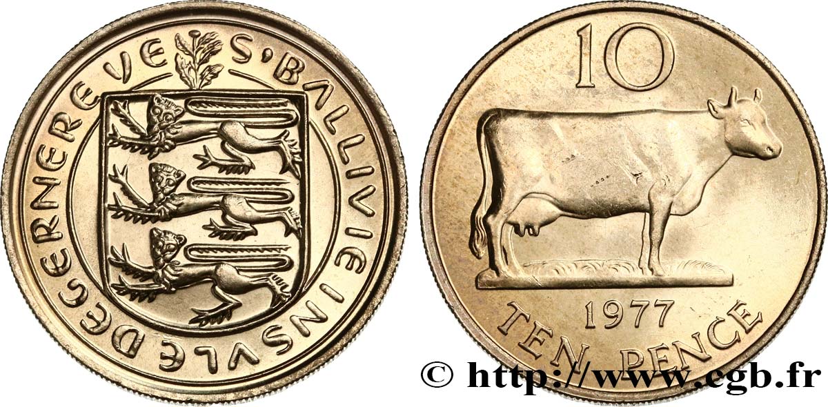 GUERNSEY 10 Pence 1977  MS 