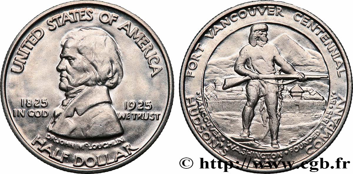 UNITED STATES OF AMERICA 1/2 Dollar Fort Vancouver Centennial 1925 San Francisco MS 