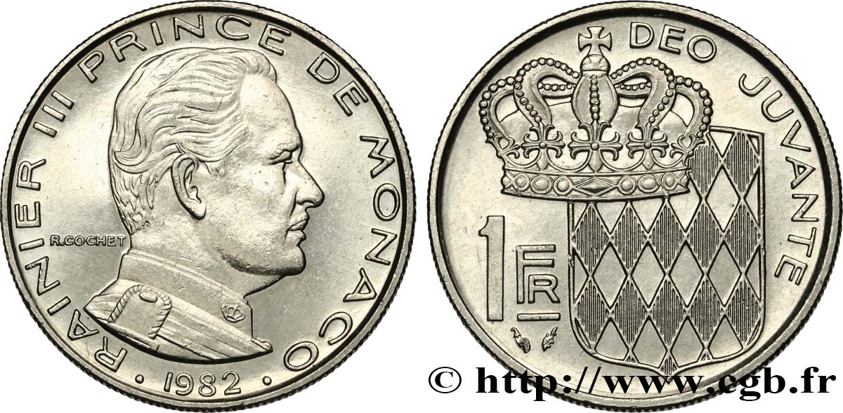 MONACO 1 Franc Rainier III 1982 Paris SUP