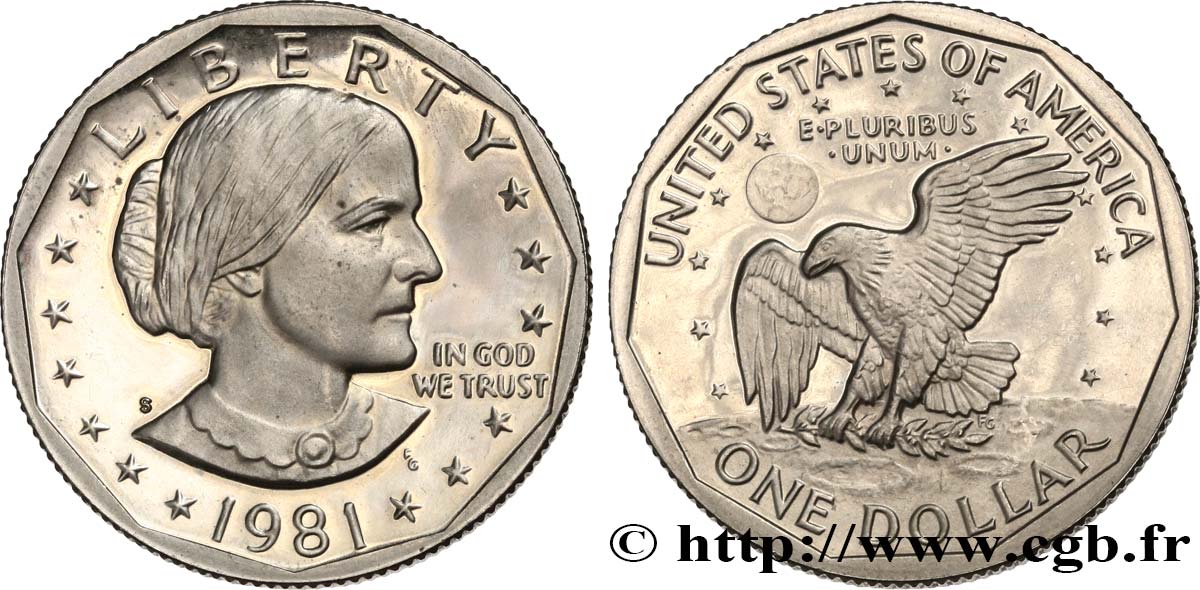 UNITED STATES OF AMERICA 1 Dollar Proof Susan B. Anthony 1981 San Francisco - S MS