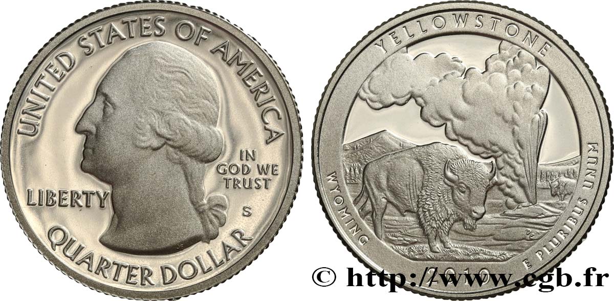 UNITED STATES OF AMERICA 1/4 Dollar Parc national de Yellowstone, Wyoming - Silver Proof 2010 San Francisco MS 