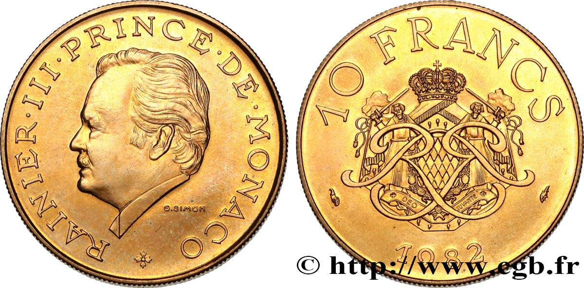 MONACO 10 Francs Rainier III 1982 Paris SPL