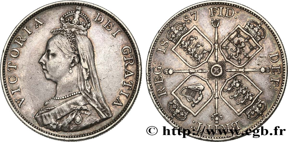 GREAT BRITAIN - VICTORIA Double Florin
 1887  XF 
