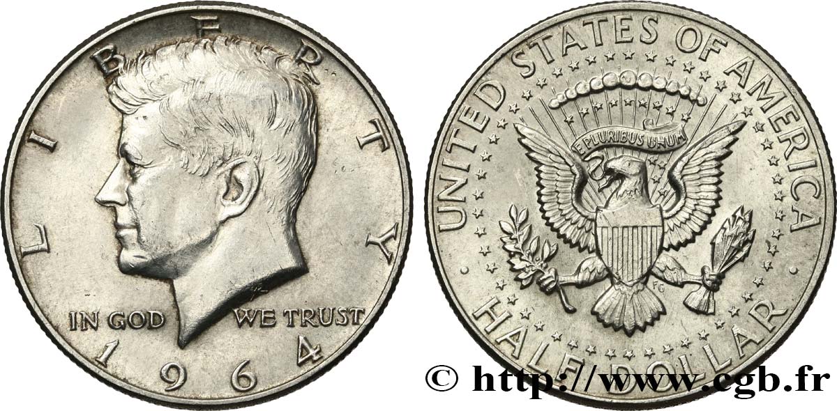 ÉTATS-UNIS D AMÉRIQUE 1/2 Dollar Kennedy 1964 Philadelphie SUP