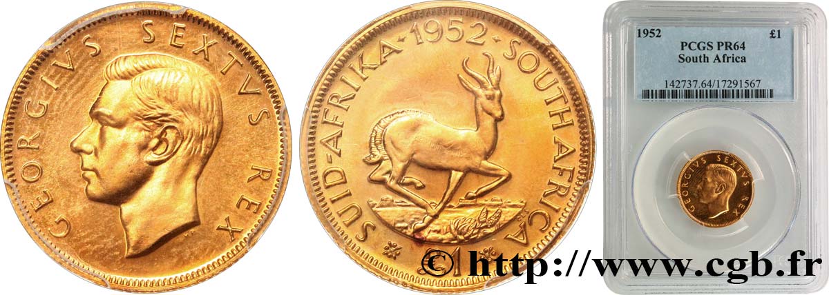 AFRIQUE DU SUD 1 Pound Proof 1952  SPL64 PCGS