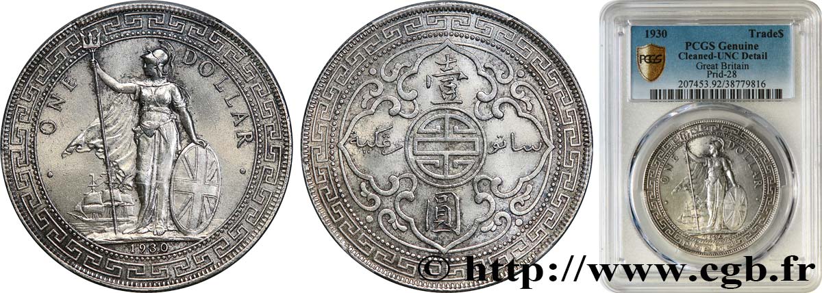 UNITED KINGDOM 1 Dollar Britannia 1930 Bombay AU PCGS
