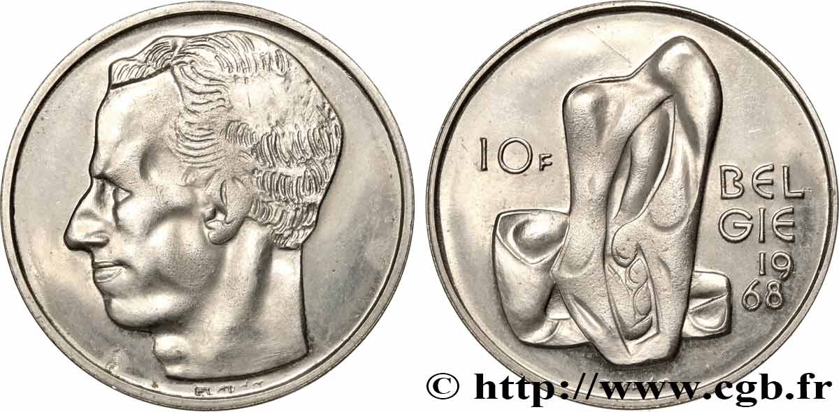 BELGIQUE - ROYAUME DE BELGIQUE - BAUDOUIN Ier Épreuve 10 Francs 1968  SPL 